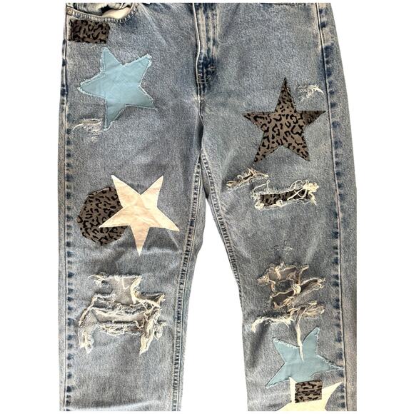 Tommy Hilfiger Patchwork Star Distressed Jeans | Size 8 | Vintage Y2K Deni - Picture 2 of 9